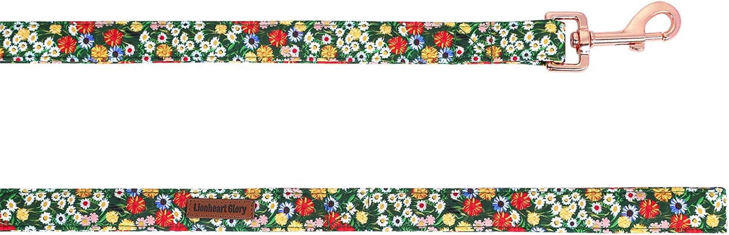 Lionheart glory Correa resistente para perros con diseño floral y duradera, con mango suave y cómodo para perros pequeños, medianos y grandes