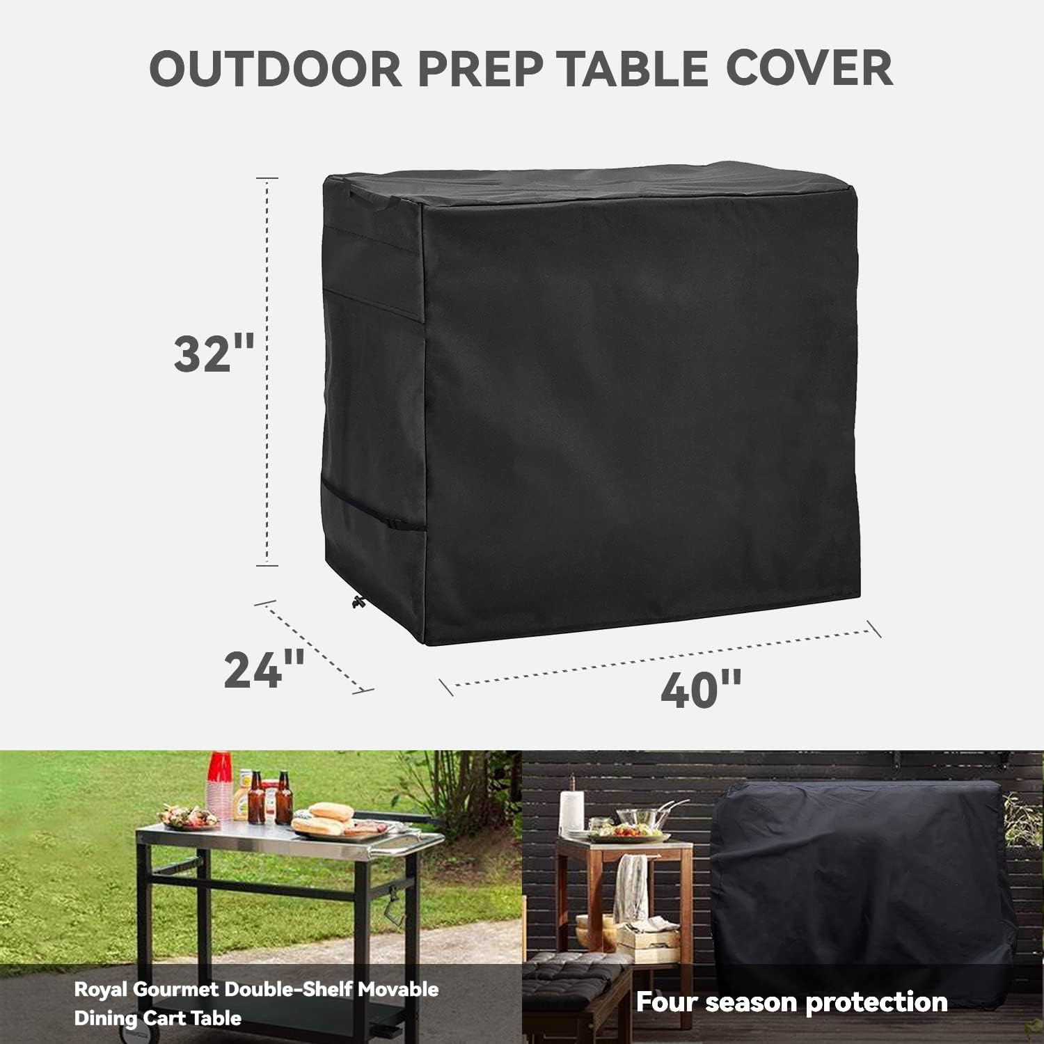 Cubierta para carrito de comedor al aire libre  Cubierta impermeable resistente para carrito Royal Gourmet mesa de trabajo plana PC3401S y PC3401B,