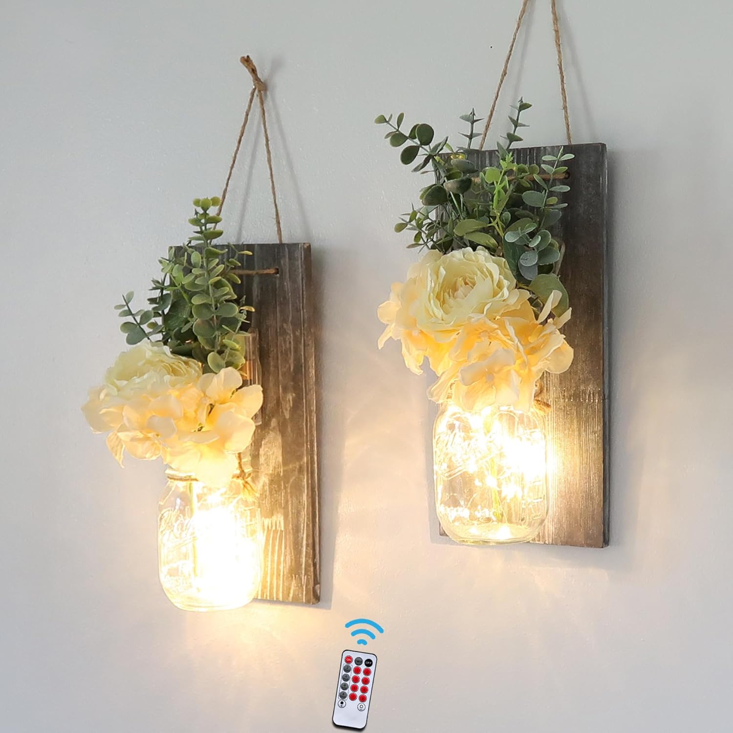 Besuerte Decoración de pared moderna de granja, decoración de pared de campo para dormitorio, sala de estar, cocina, arte de pared rústico con luces