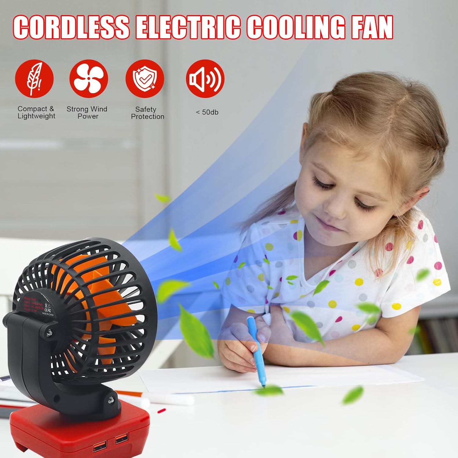 Aernair Ventilador portátil para sitio de trabajo compatible con batería Milwaukee M18 de 18 V, ventilador de refrigeración eléctrico alimentado por
