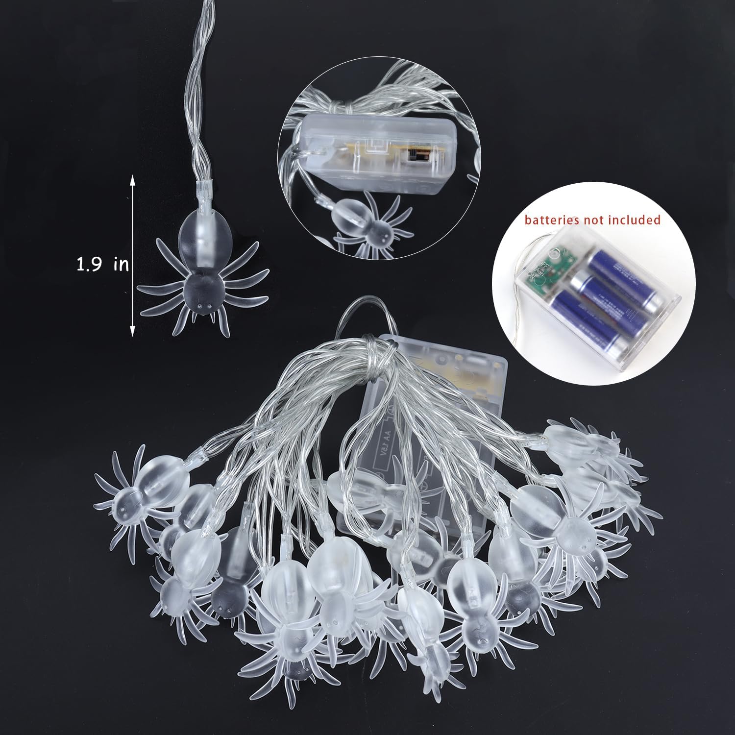 KEPATO Guirnalda de luces de Halloween, 10 pies, 20 LED, funciona con pilas, luces de decoración de Halloween para interiores y exteriores, luces de