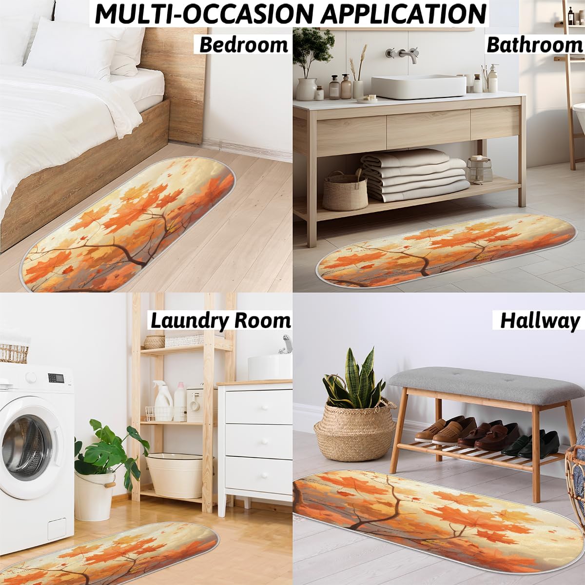cfpolar Alfombras de baño de ramas de arce otoñales, antideslizantes, tapete de baño de microfibra absorbente, tapetes y alfombras de cocina