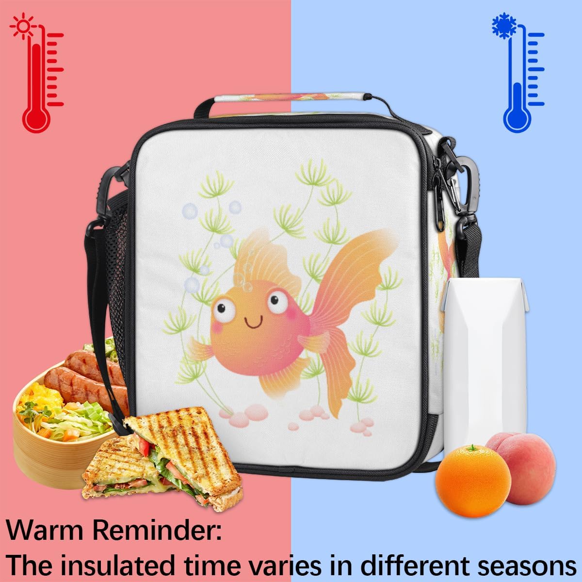 Little Goldfish – Lonchera aislada a prueba de fugas para hombres y mujeres, lonchera pequeña para el trabajo, picnic, playa, viajes
