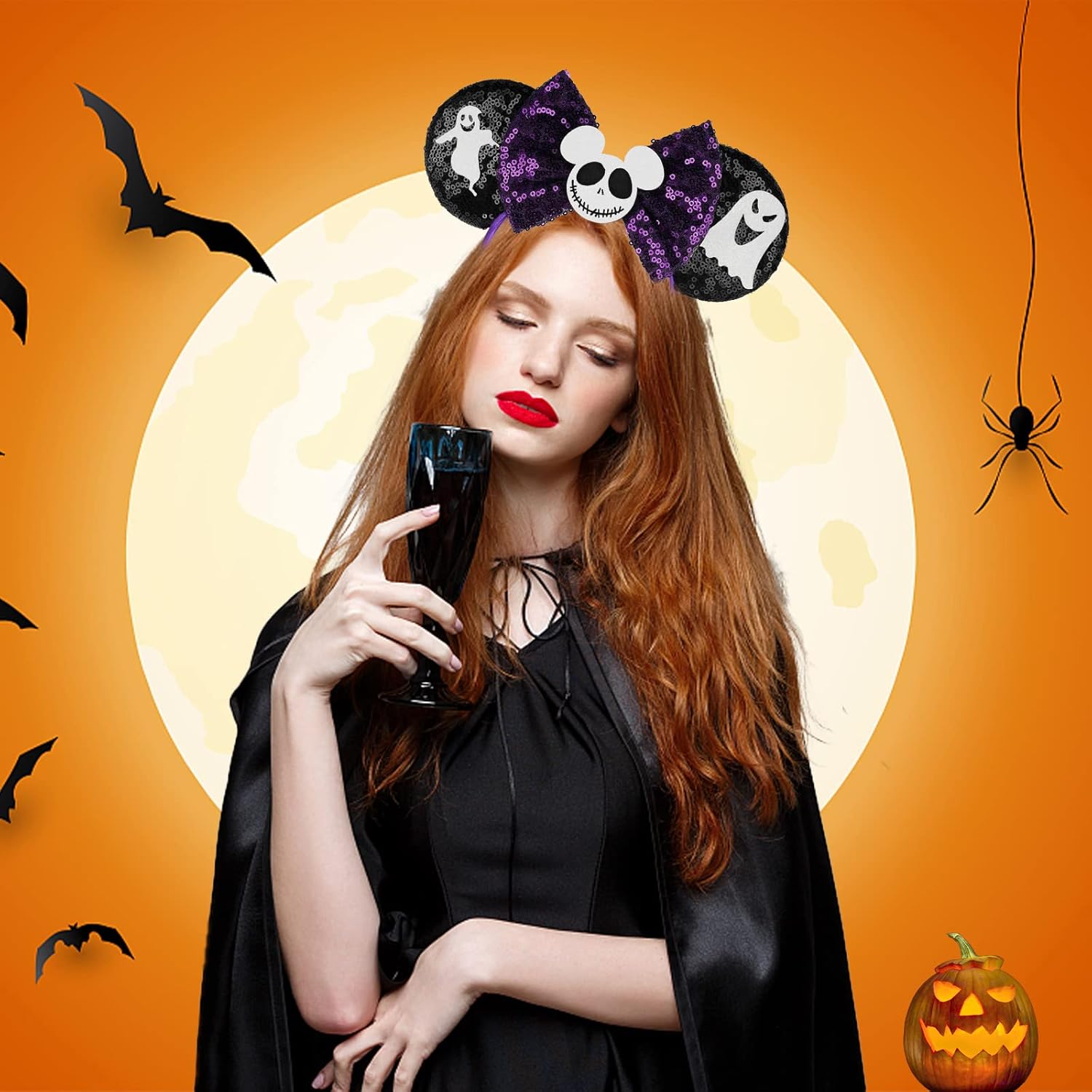 FANYITY Orejas de ratón, diadema de lentejuelas con orejas de ratón para niños, niñas y mujeres, Halloween y viaje de Disney (YL)