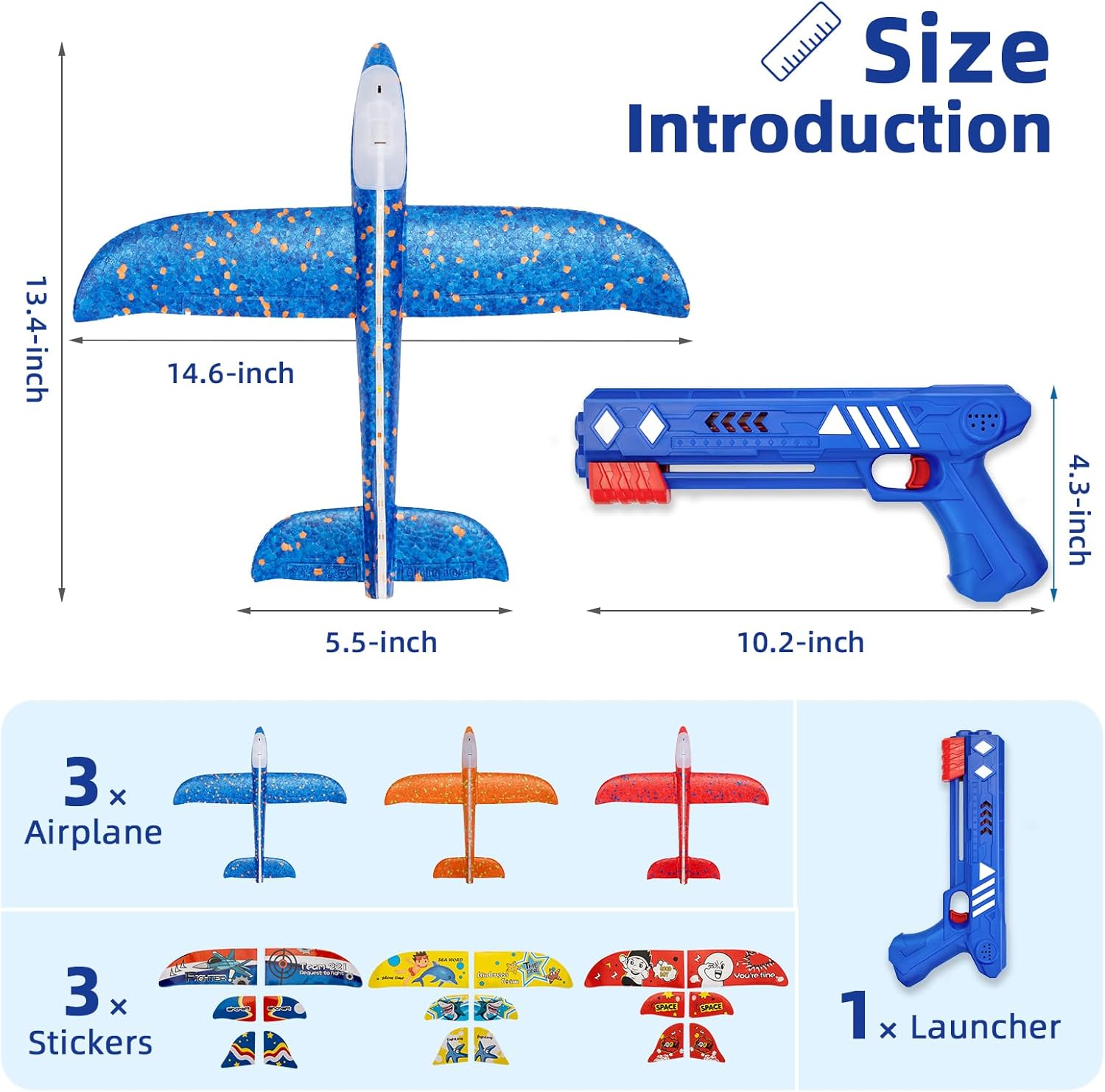 Paquete de 3 juguetes de lanzamiento de avión de espuma, avión de catapulta LED con 2 modos de vuelo, juguetes al aire libre para niños, juguetes de