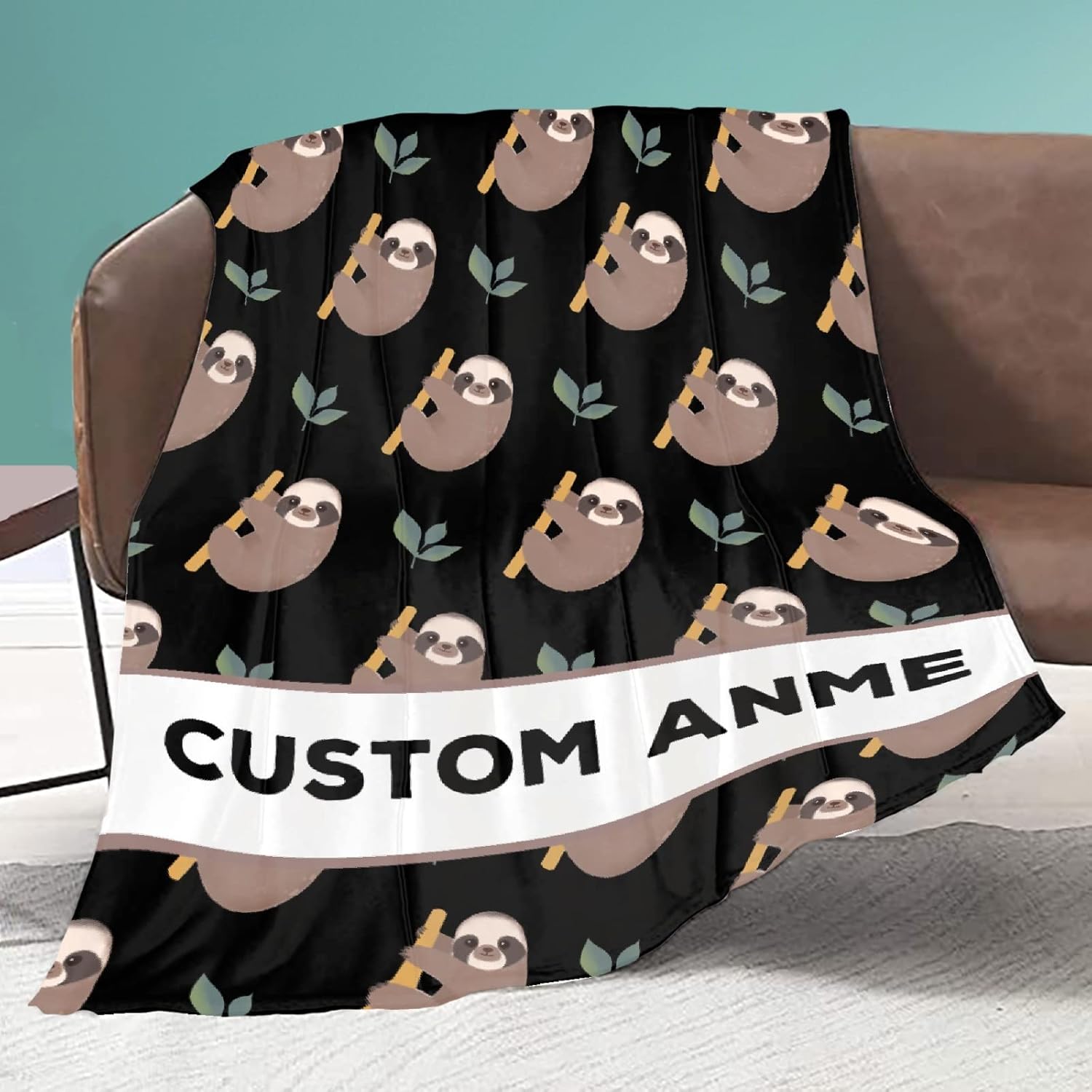 BIGGER BLANKET Mantas personalizadas de perezoso que añade tu propio texto, acogedoras y ligeras, mantas decorativas de felpa para perros, gatos,