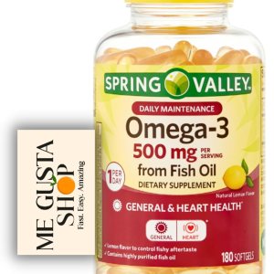 Spring Valley – Suplemento dietético de mantenimiento diario Omega-3 de aceite de pescado, 500 mg, 180 unidades (paquete de 01), 180 en total + Spring Valley – Suplemento dietético de mantenimiento diario Omega-3 de aceite de pescado, 500 mg, 180 unidades (paquete de 01), 180 en total +