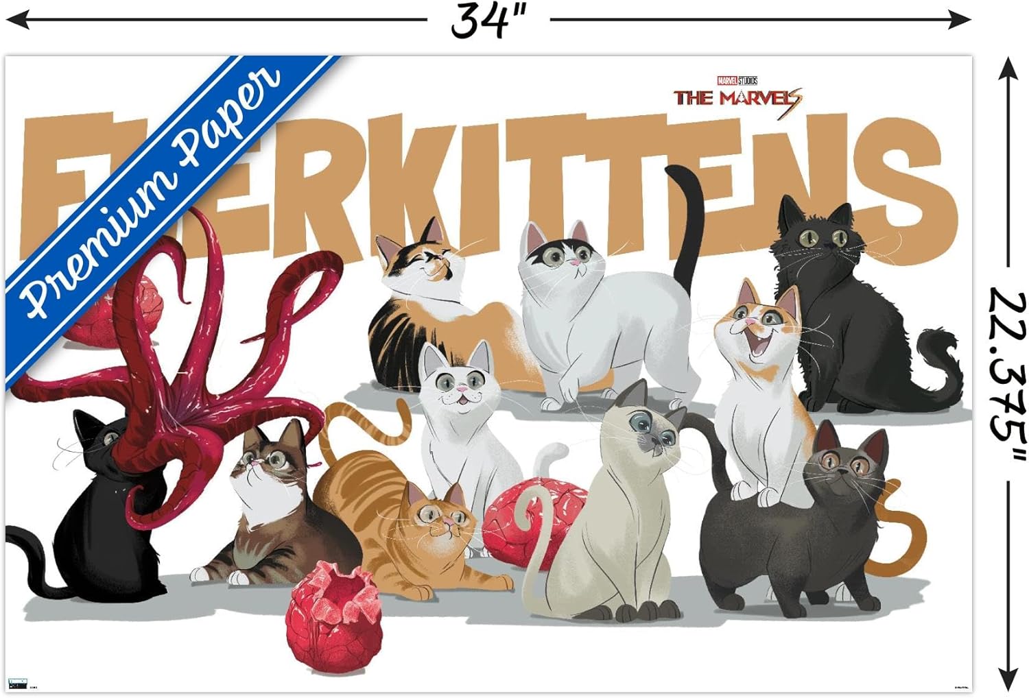 Trends International Marvel The Marvels – Póster de pared de Flerkittens, 22.37 x 34.00 pulgadas, paquete de póster y montaje prémium