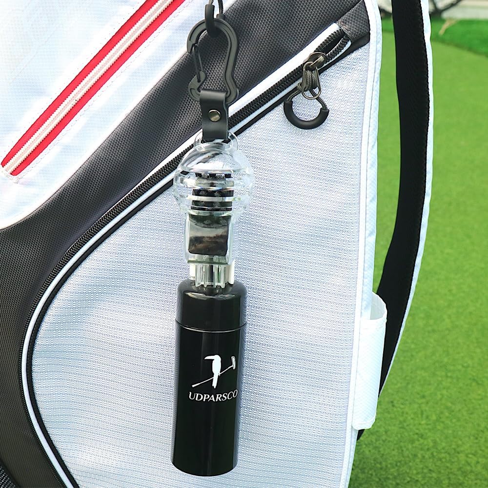 UDPARSCO Limpiador de palos de golf con cerdas de nailon, kit de limpieza para palos de golf, bomba de dedo antifugas con pulverizador con cepillo