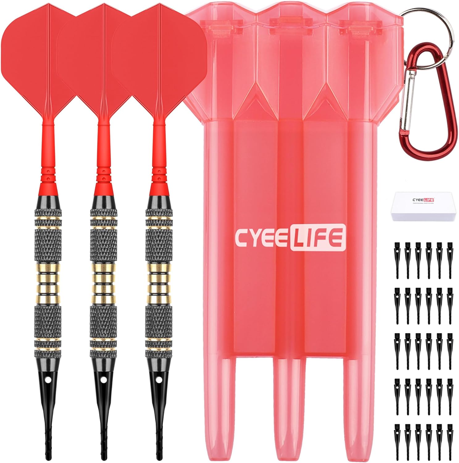 CyeeLife Punta de plástico para dardos  Juego de dardos profesionales de punta suave de 0.71 onzas con estuche de transporte y 30 puntas de dardos