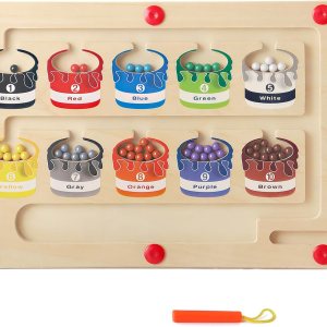 Laberinto magnético de color y números, juego de mesa de rompecabezas de madera para niños pequeños, juguetes Montessori de clasificación de colores Laberinto magnético de color y números, juego de mesa de rompecabezas de madera para niños pequeños, juguetes Montessori de clasificación de colores