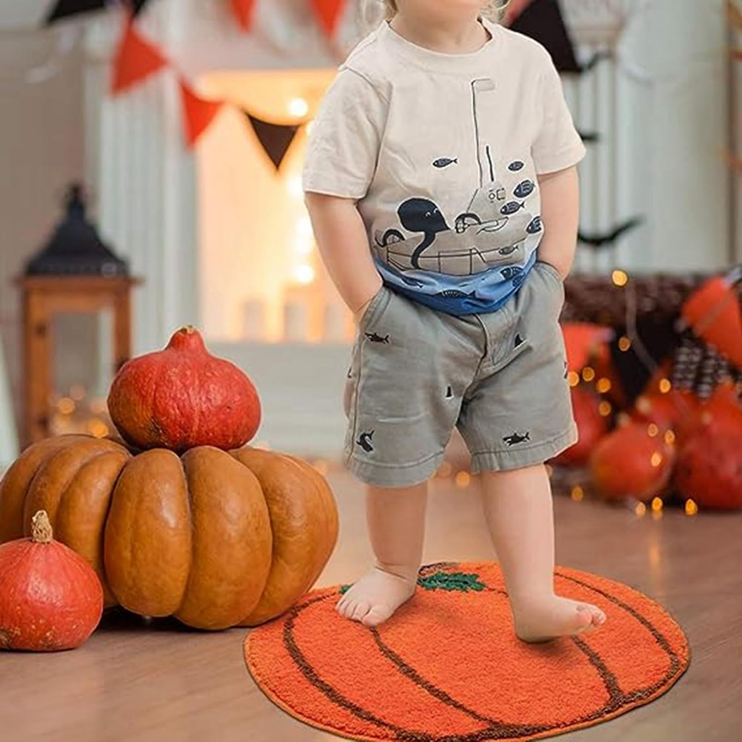Tapete de Halloween con forma de calabaza de Acción de Gracias, 12 unidades, tapete de baño con forma de calabaza de otoño, tapete de cocina