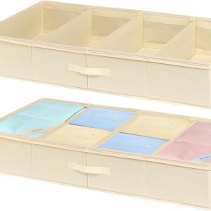 punemi Almacenamiento debajo de la cama, paquete de 2 contenedores de almacenamiento de ropa debajo de la cama con divisores ajustables, cubos punemi Almacenamiento debajo de la cama, paquete de 2 contenedores de almacenamiento de ropa debajo de la cama con divisores ajustables, cubos