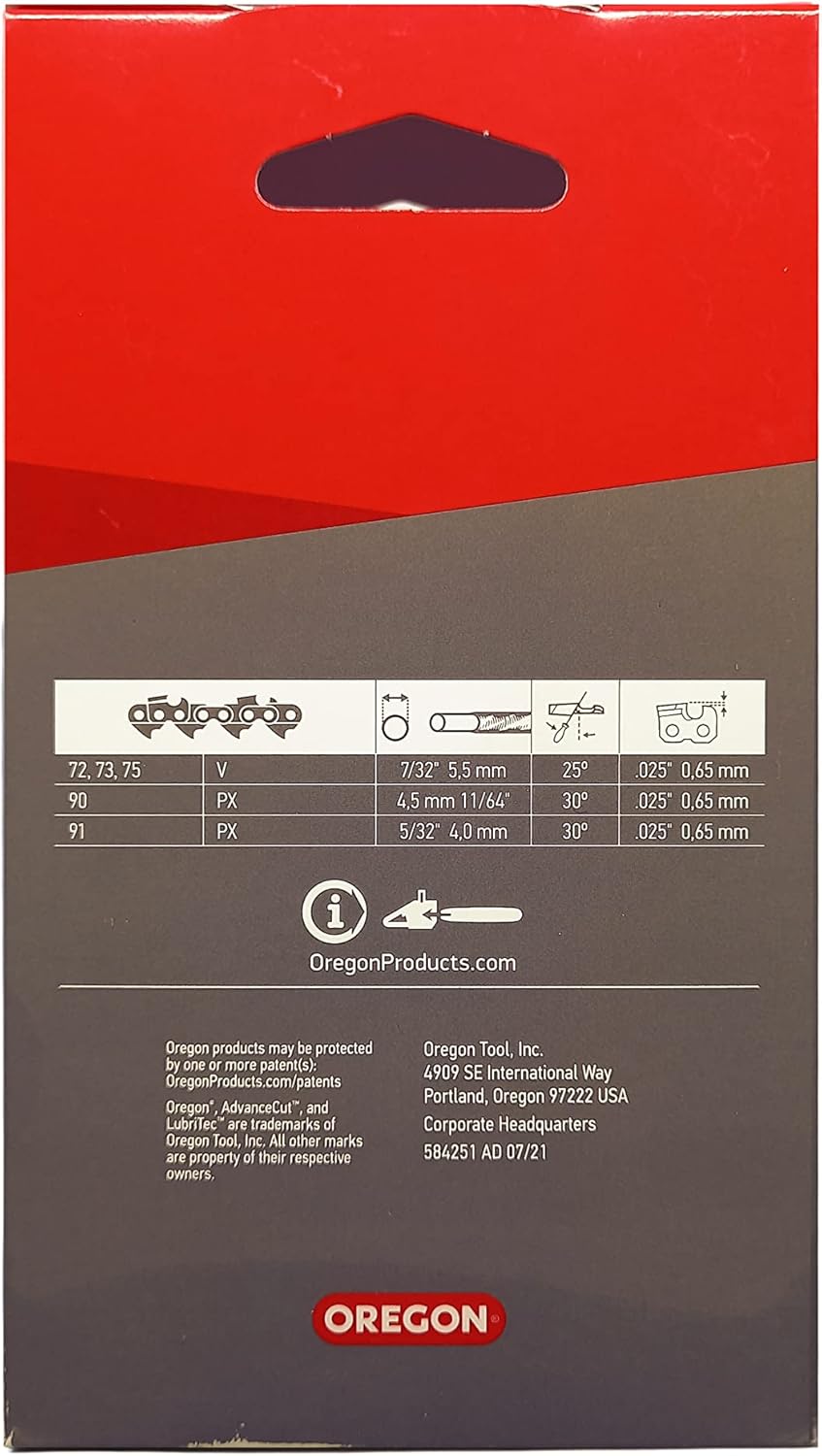 Oregon AdvanceCut – Cadena de sierra para adaptarse a motosierras DeWalt, Greenworks, McCulloch y Parkside de 16 pulgadas (90PX056E)
