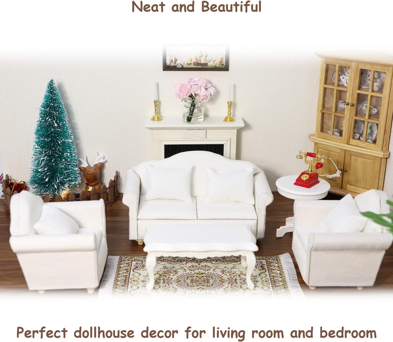 Sofá de casa de muñecas, muebles en miniatura, sofá con almohadas para sala de estar, decoración de escritorio, sofá de tela, mini accesorios para
