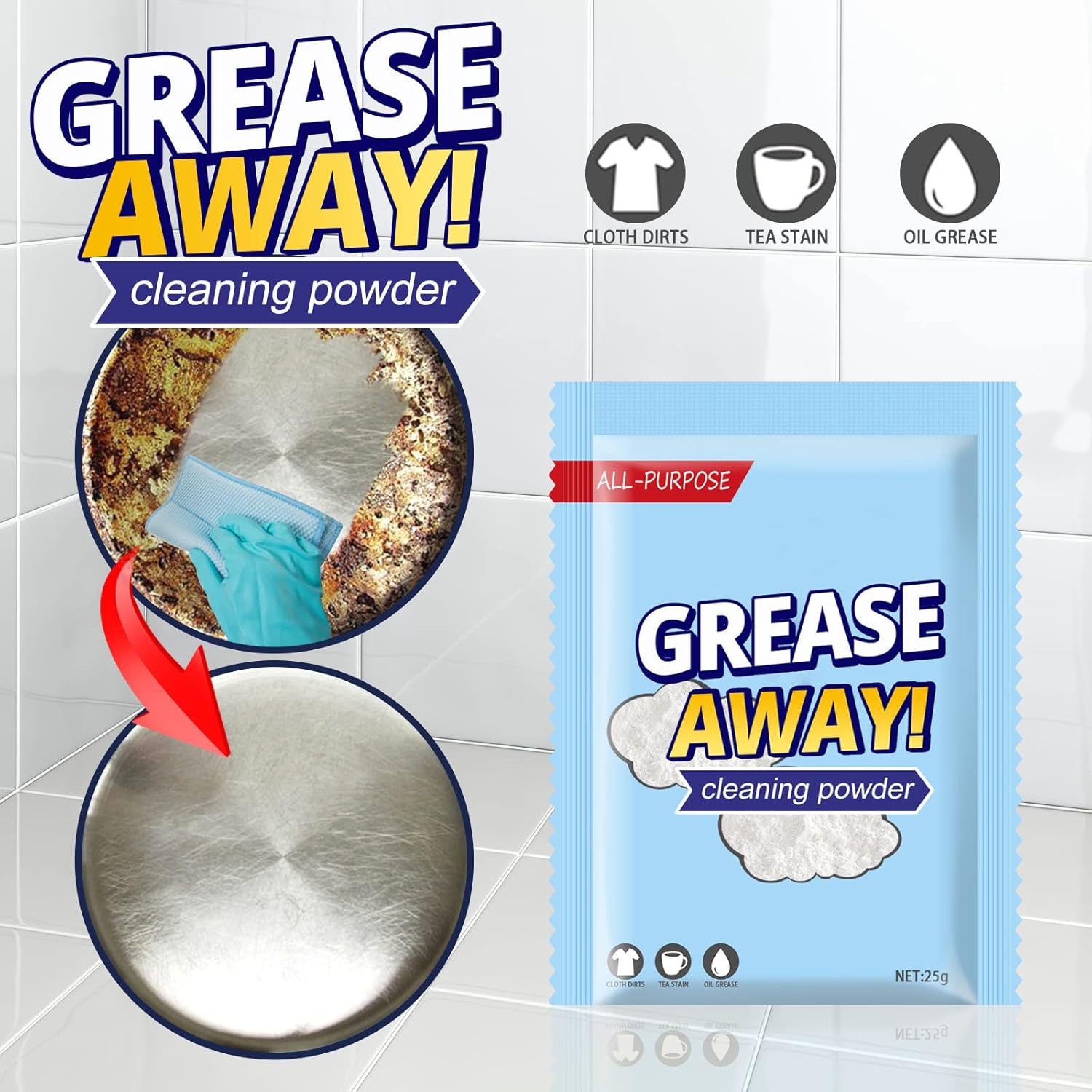 Limpiador de polvo desengrasante de cocina, limpiador de polvo mágico multiusos, eliminación de manchas de cocina, limpiador instantáneo de grasa