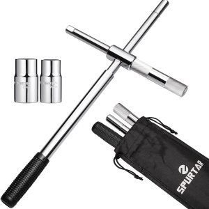 Spurtar Llave extendida para tuercas de llanta, llave de 4 vías, llave de llanta de hierro, extractor de tuercas de llanta de 12 unidad con enchufes Spurtar Llave extendida para tuercas de llanta, llave de 4 vías, llave de llanta de hierro, extractor de tuercas de llanta de 12 unidad con enchufes