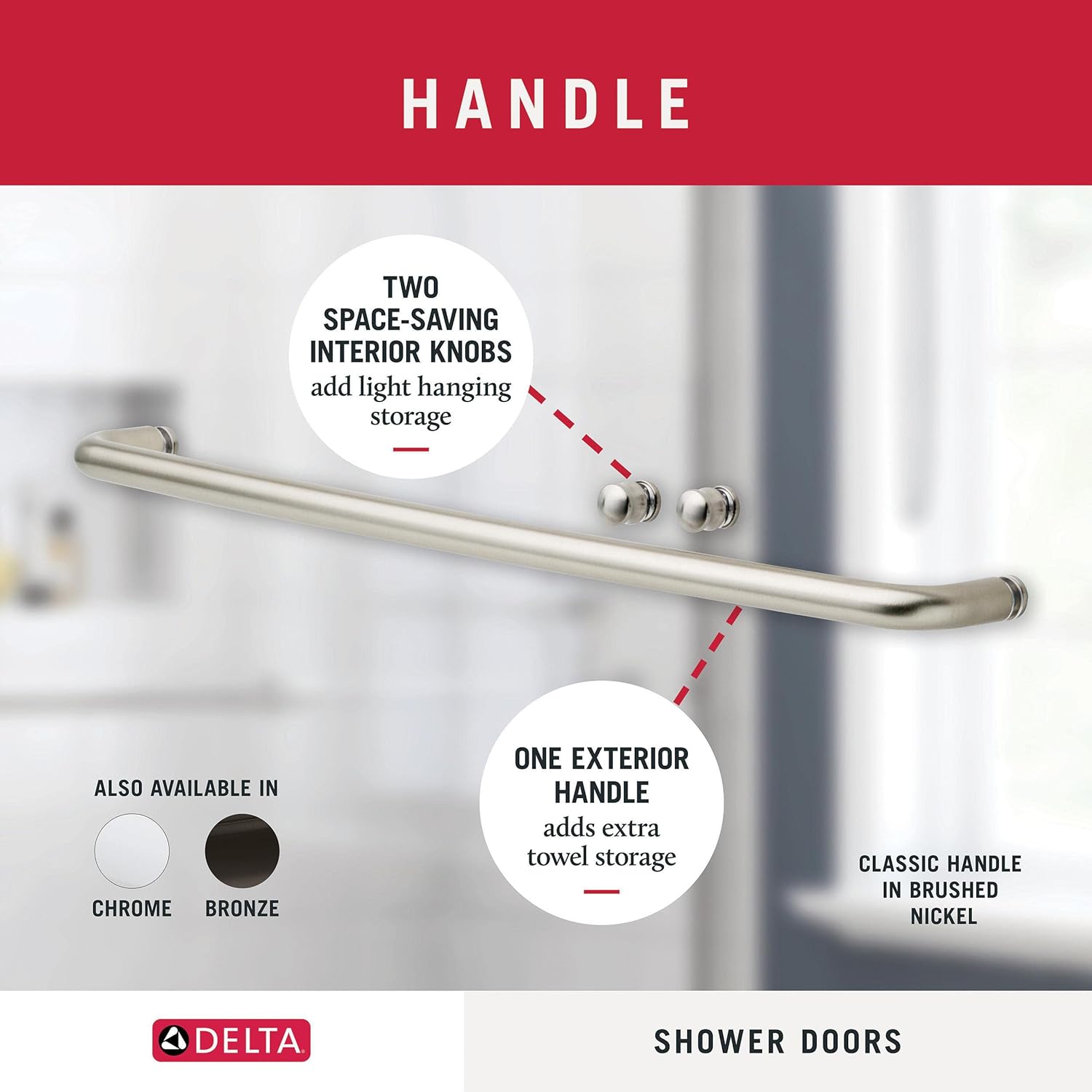 Delta Shower Doors – Puerta corrediza semi enmarcada clásica contemporánea para ducha