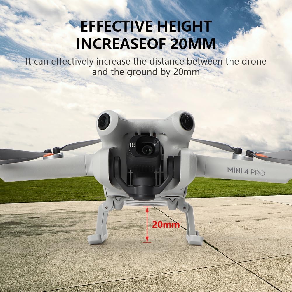 Xmipbs Mini 4 Pro Tren de aterrizaje extendido, pata de araña de aterrizaje plegable compatible con accesorios DJI Mavic Mini 4 Pro