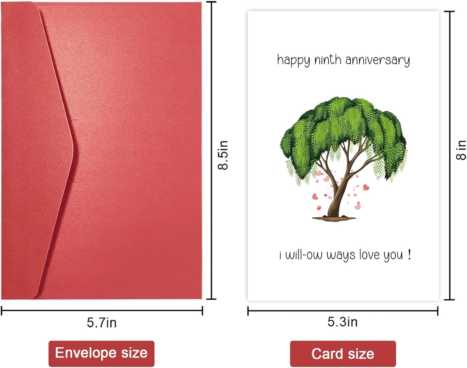 SuperShunhu Divertida tarjeta de 9 aniversario para marido y esposa, tarjeta de noveno aniversario de Willow, tarjeta de aniversario de 9 años,