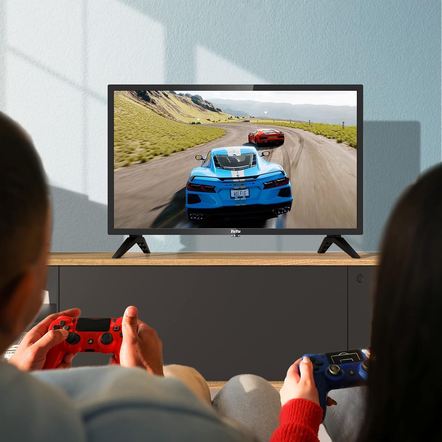 TuTu Televisor LED HD 720P de 24 pulgadas con reproductor de DVD integrado, 3 HDMI USB óptico VGA, funciona simplemente para cocina, habitación de