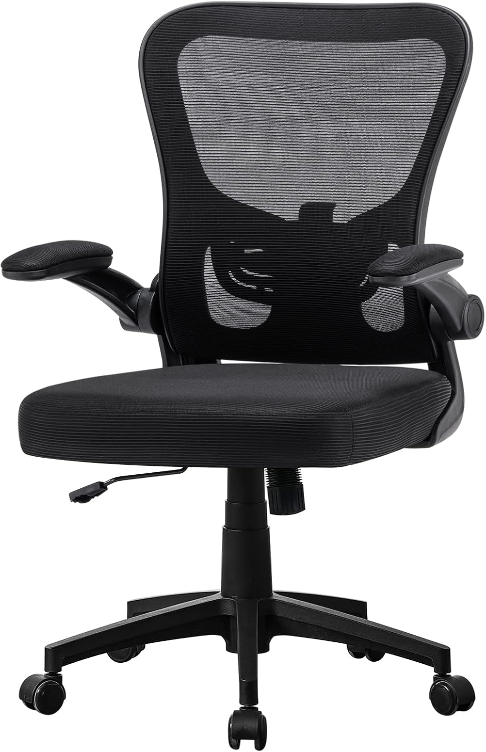 Furniliving Silla de oficina ergonómica de malla, silla de oficina en casa, silla de trabajo con respaldo medio con soporte lumbar, función de