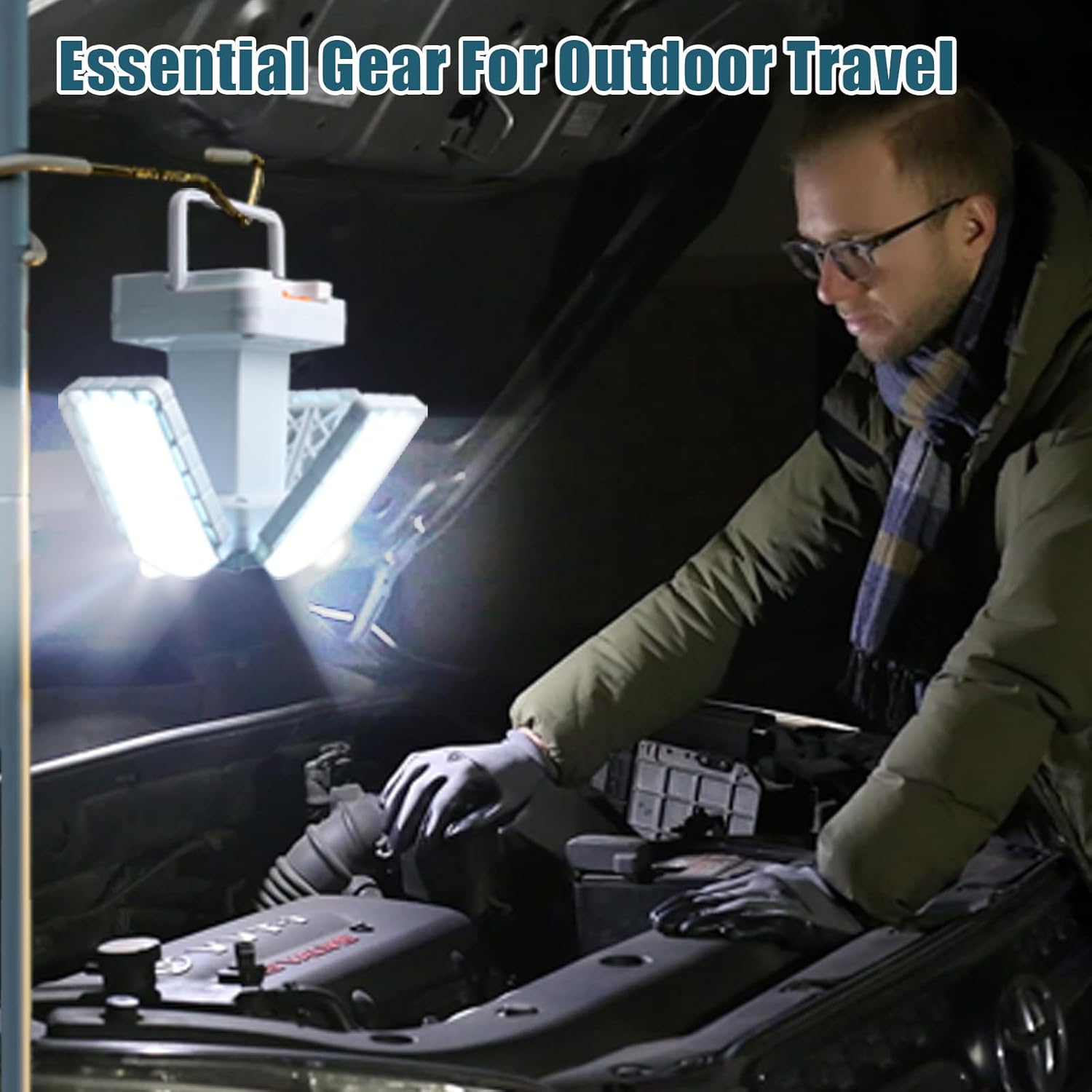 Faroles solares para acampar recargables de 5600 lúmenes, linterna de camping plegable, funciona con energía solar, 3 modos de iluminación, luces