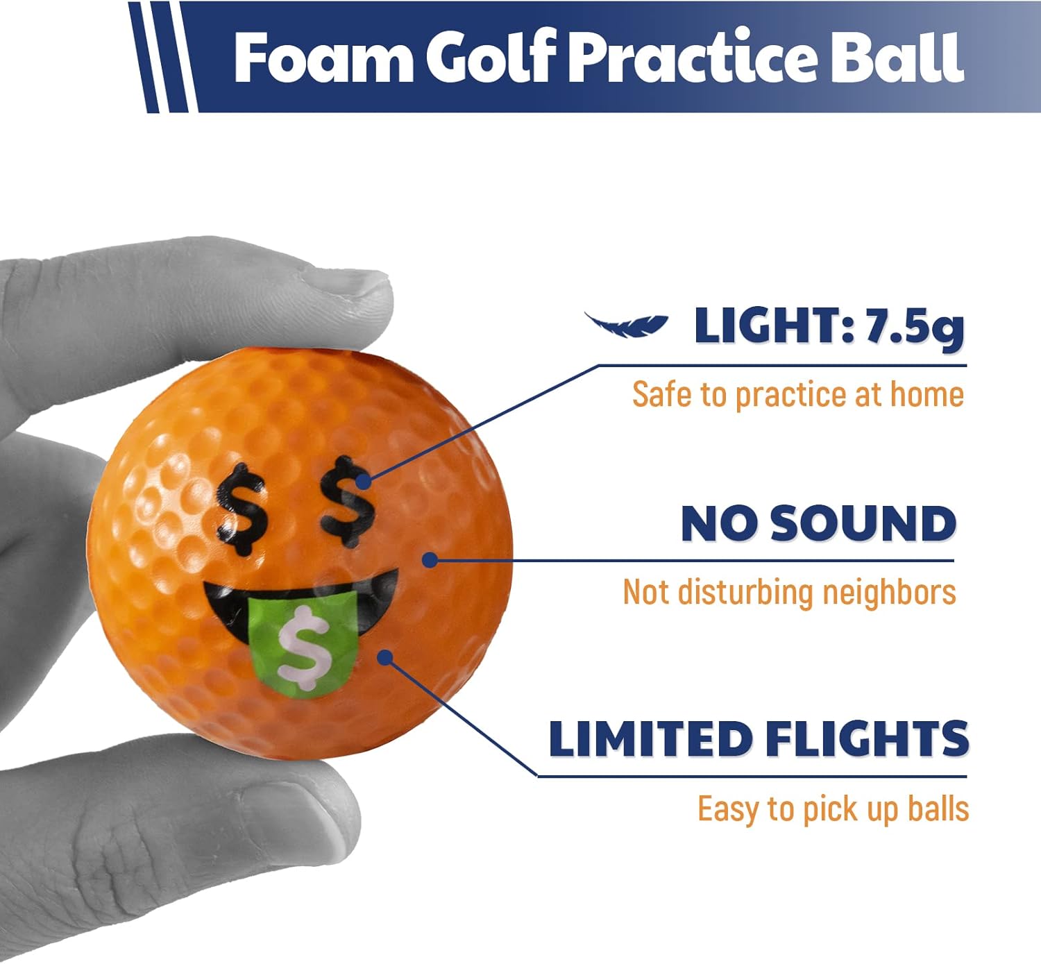 JAYA Pelotas de práctica de golf de espuma, paquete de 12 o 32, sensación realista y vuelo limitado, suaves para entrenamiento en interiores o