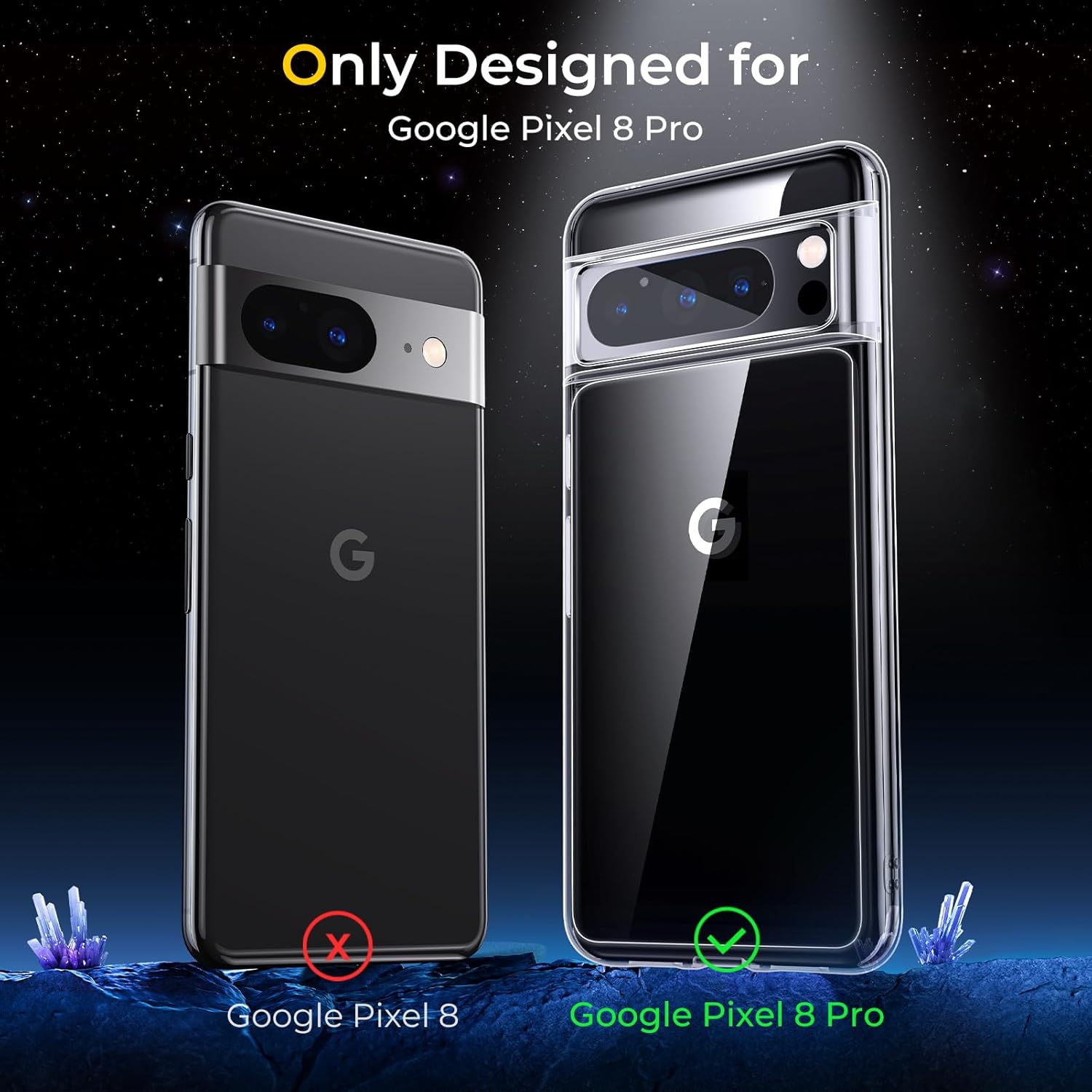 Humixx Funda transparente para Google Pixel 8 Pro no amarillenta Protección contra caídas de grado militar de 14 pies Protector a prueba de golpes