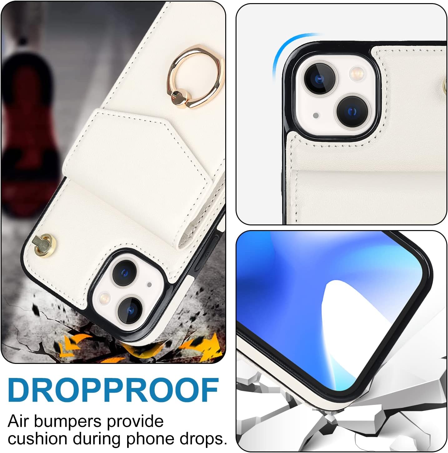 Asuwish Funda de teléfono para iPhone 13 Mini de 5.4 pulgadas con protector de pantalla de vidrio templado y anillo RFID, tarjetero para celular