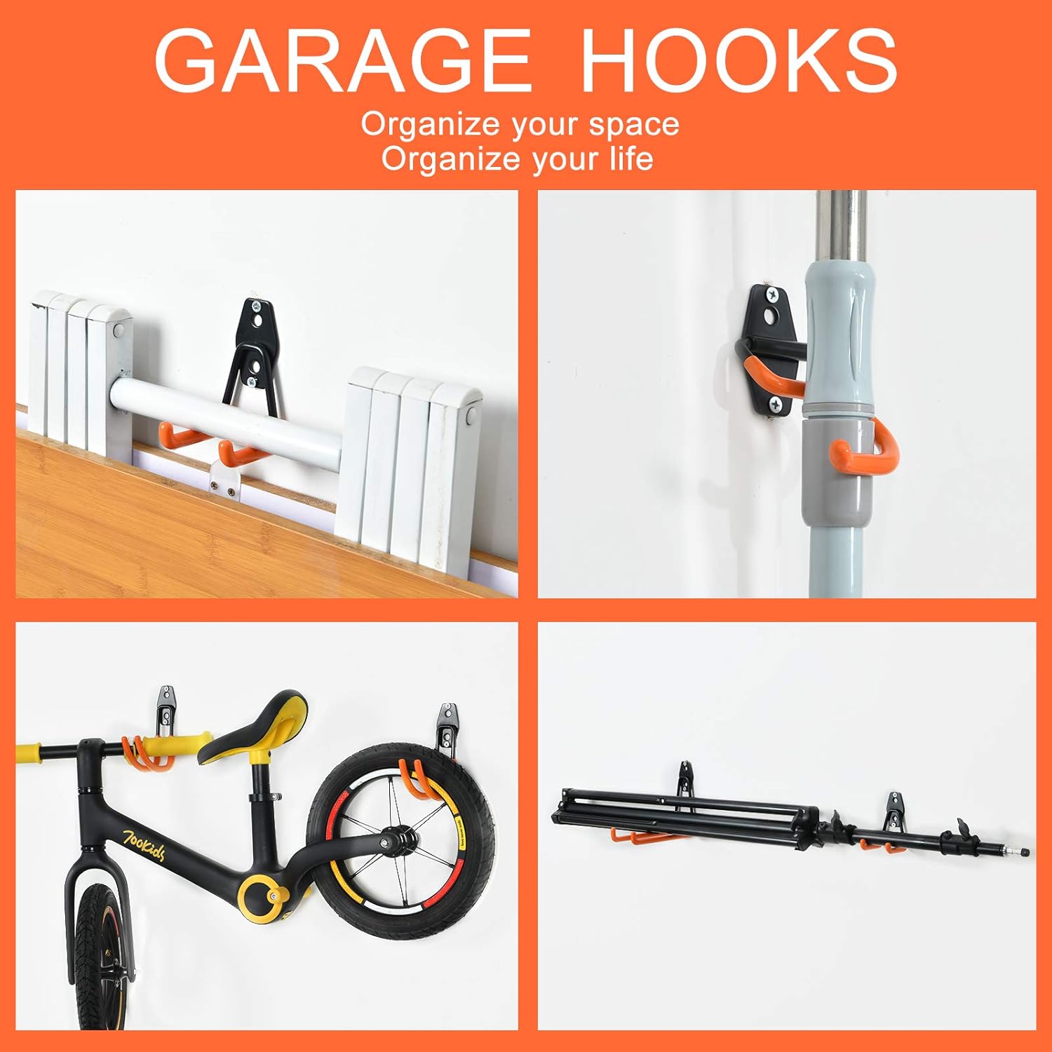 AOBEN Ganchos de garaje resistentes, ganchos de almacenamiento de garaje, ganchos de herramientas y ganchos combinables de montaje en pared para