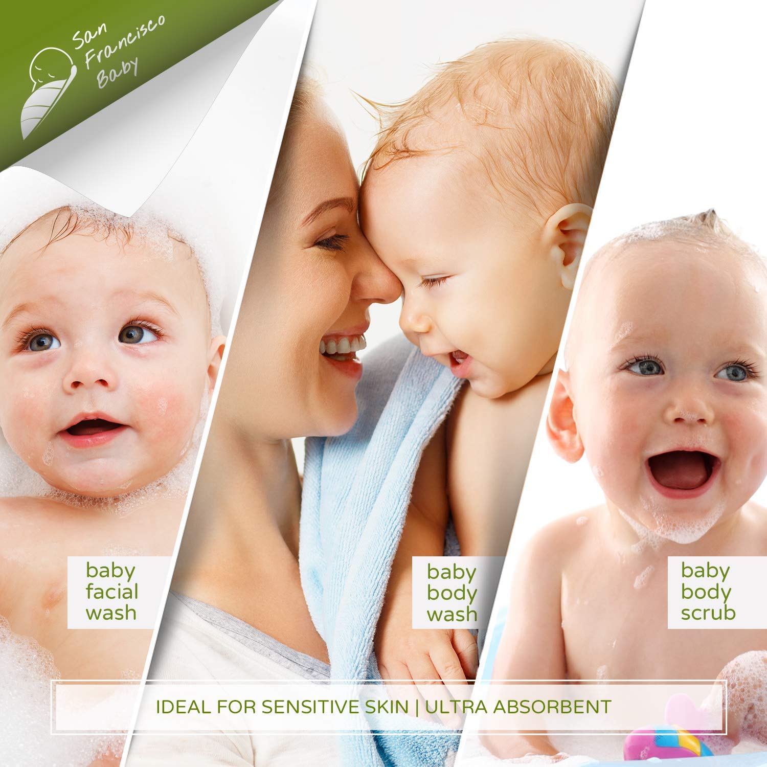 6 paños para bebé, 10 x 10 pulgadas, toallas de cara y baño para pieles sensibles, toallitas de tela suave para recién nacidos, niños pequeños y