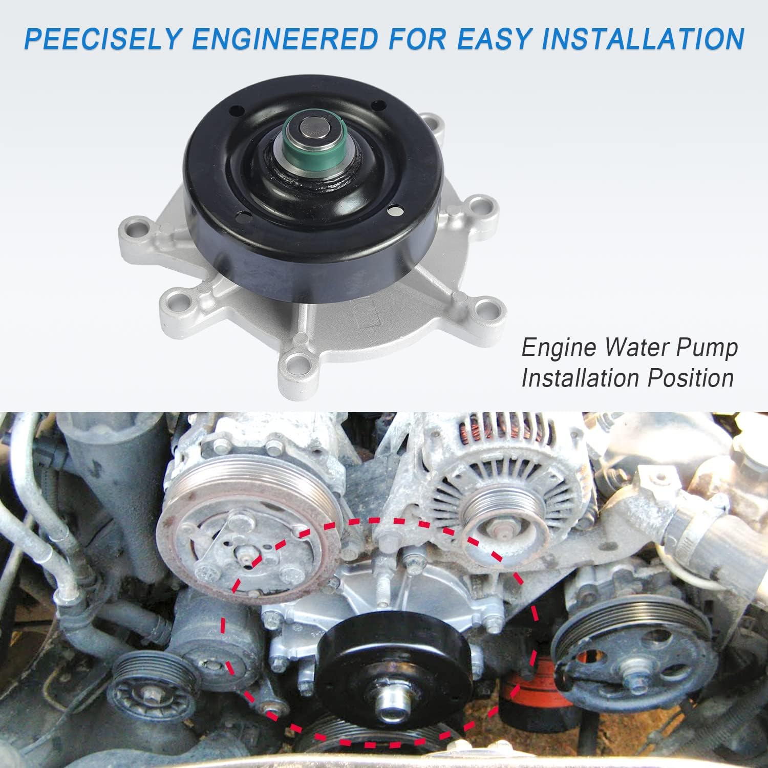 Bomba de agua con junta 1204350 AW7163 Reemplazo para Commander Dodge Ram 1500 Dakota Durango, Grand Cherokee, Liberty, Chrysler Aspen, Mitsubishi
