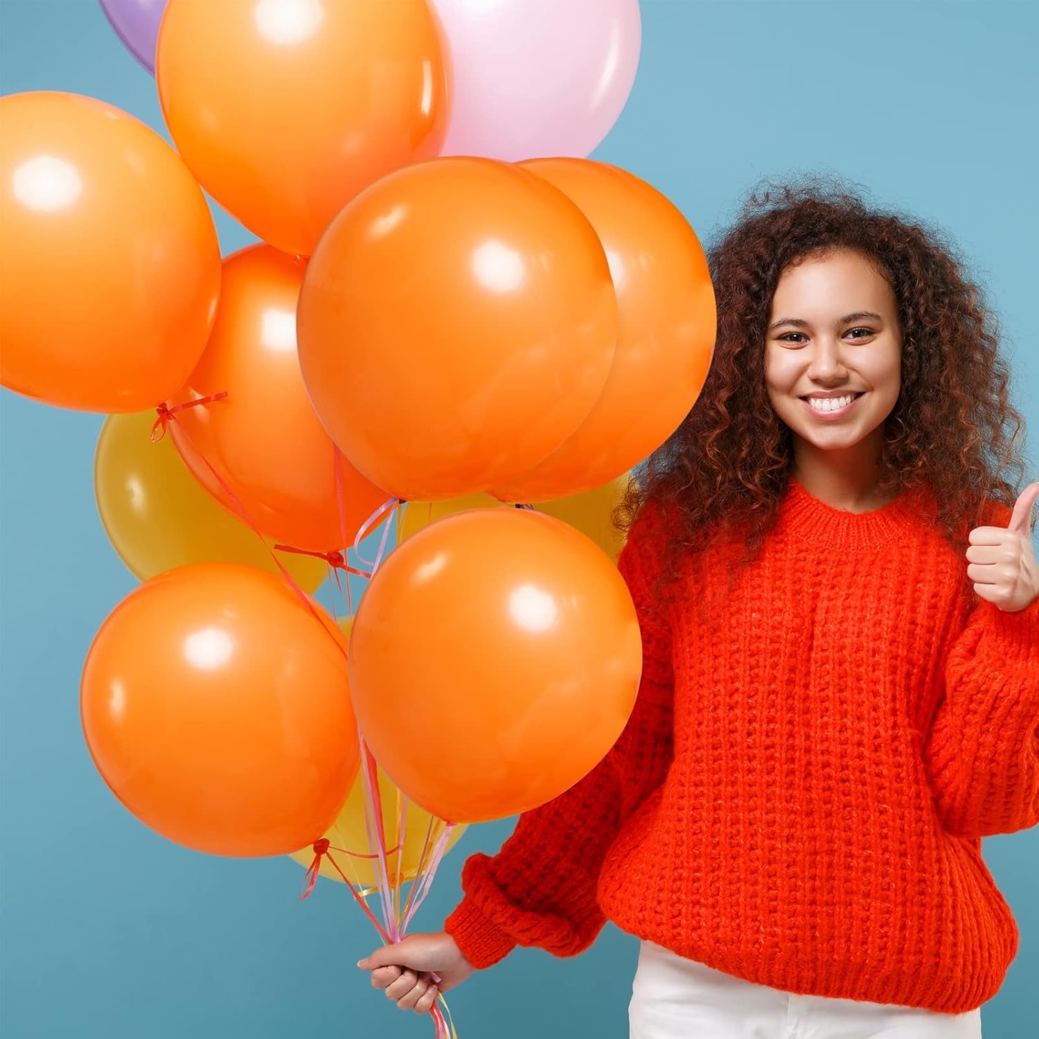 RUBFAC 110 globos naranjas de diferentes tamaños de 1812105 pulgadas para arco de guirnalda, globos de látex naranja quemado para decoración de