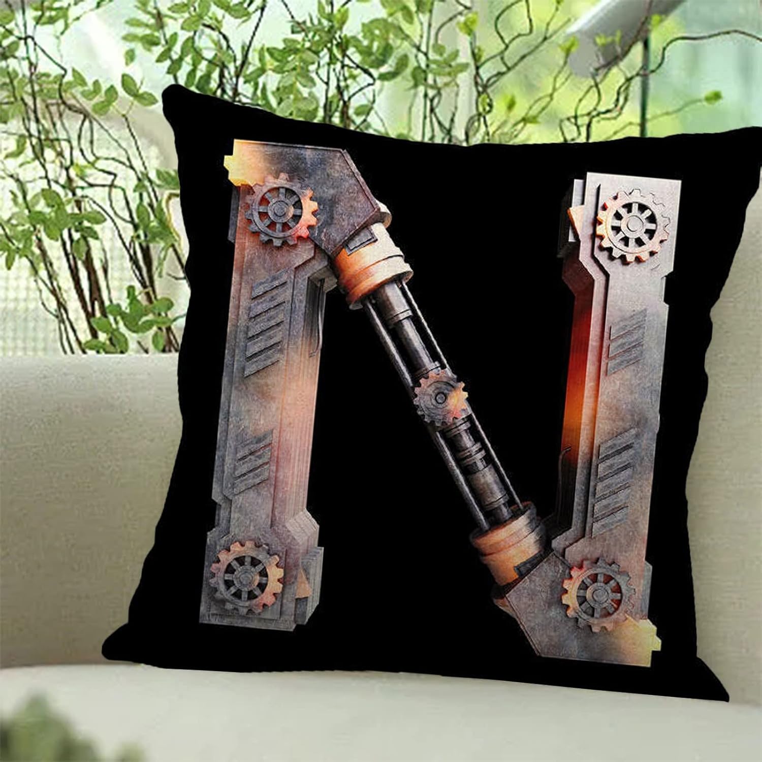 Fundas de almohada familiares con apellido inicial, de Navidad, 26 letras para el hogar, sofá, funda de almohada de lino, 18 x 18 pulgadas