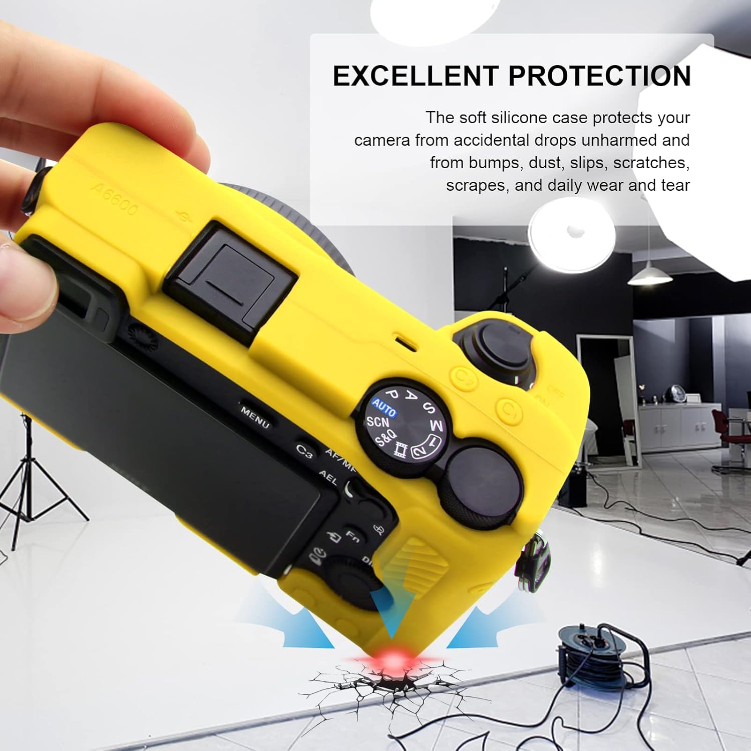 Easy Hood Funda para cámara Sony A6600 Alpha 6600 ILCE-6600 sin espejo, antiarañazos, ajuste delgado, funda protectora de goma de silicona suave