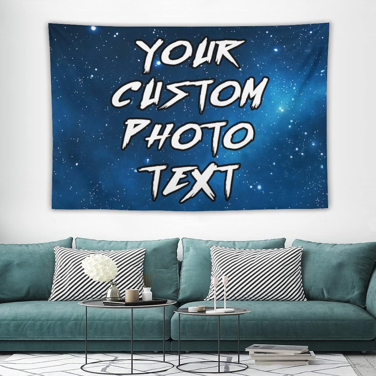 Tapiz personalizado para cargar imágenes con fotos y textos, tapiz personalizado para colgar en la pared, manta de telón de fondo para decoración de