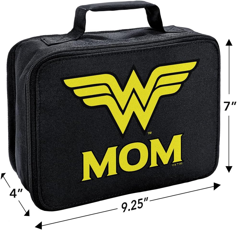 LOGOVISION Lonchera con logotipo de Wonder Woman Wonder Mom con aislamiento de lados suaves, bolsa de almuerzo reutilizable para trabajo escolar,