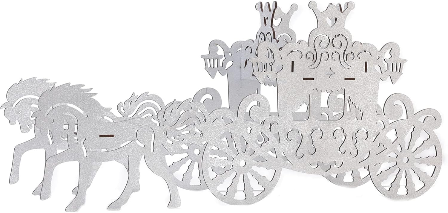Caballo y carruaje de madera 3D para cumpleaños, carruaje de princesa, centro de mesa, cenicienta, entrenador, regalos de boda, accesorios de boda,