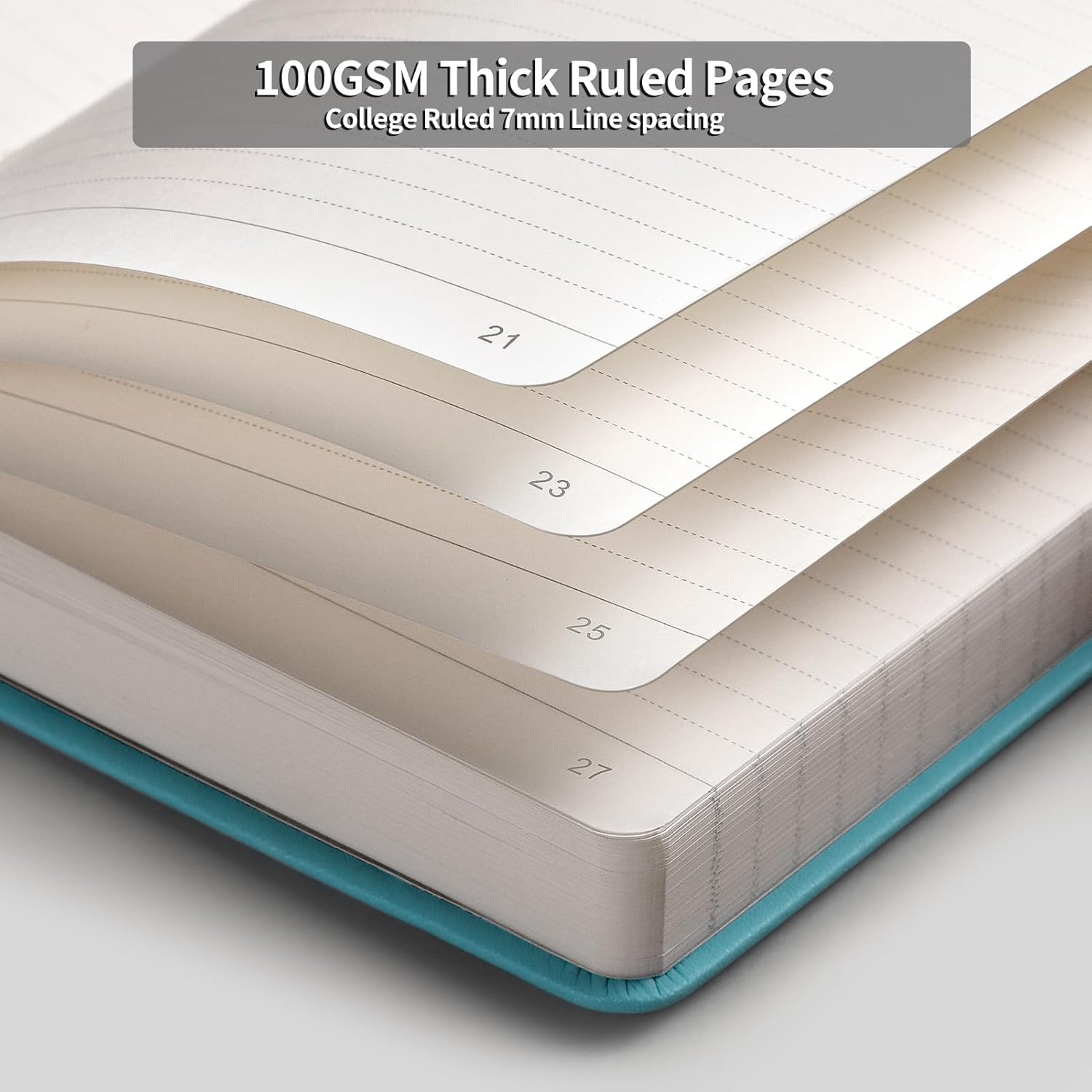 HIUKOOKA Cuaderno con rayas universitarias, 320 páginas A5, diario grande de tapa dura, papel grueso, diario de cuero para escribir, oficina,
