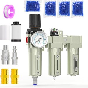 MEANLIN Sistema de secado de aire de 3 etapas NPT de grado industrial de 34 pulgadas, drenaje automático, filtro de coalescencia, filtro de MEANLIN Sistema de secado de aire de 3 etapas NPT de grado industrial de 34 pulgadas, drenaje automático, filtro de coalescencia, filtro de