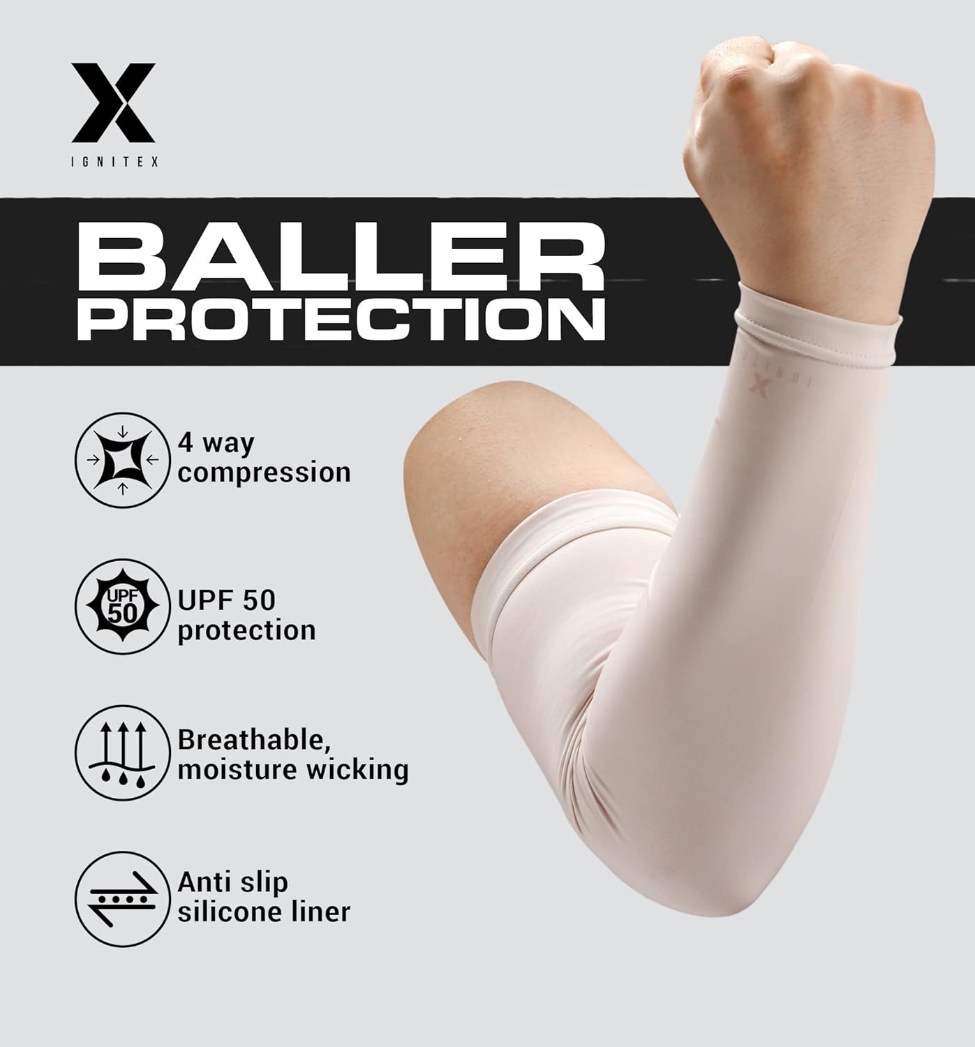 Mangas solares UV  Cubre hombres y mujeres  Compresión, manga de brazo refrescante  Protección solar UPF 50