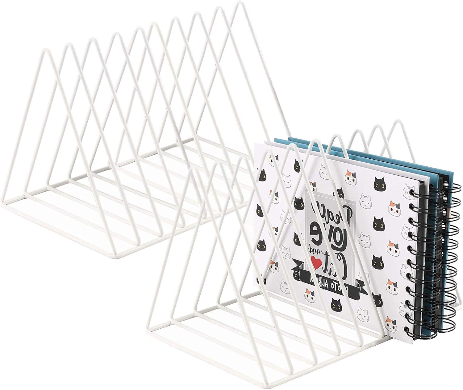 PENNGKE – 2 soportes para revistas, periódicos, almacenamiento de cartas, organizador de clasificador de archivos de escritorio, triangular,