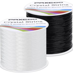PAXCOO – 2 rollos de cuerda elástica para cuentas de arcilla, cuentas de poni Kandi, pulseras y fabricación de joyas (0.020 in, cristal y negro) PAXCOO – 2 rollos de cuerda elástica para cuentas de arcilla, cuentas de poni Kandi, pulseras y fabricación de joyas (0.020 in, cristal y negro)