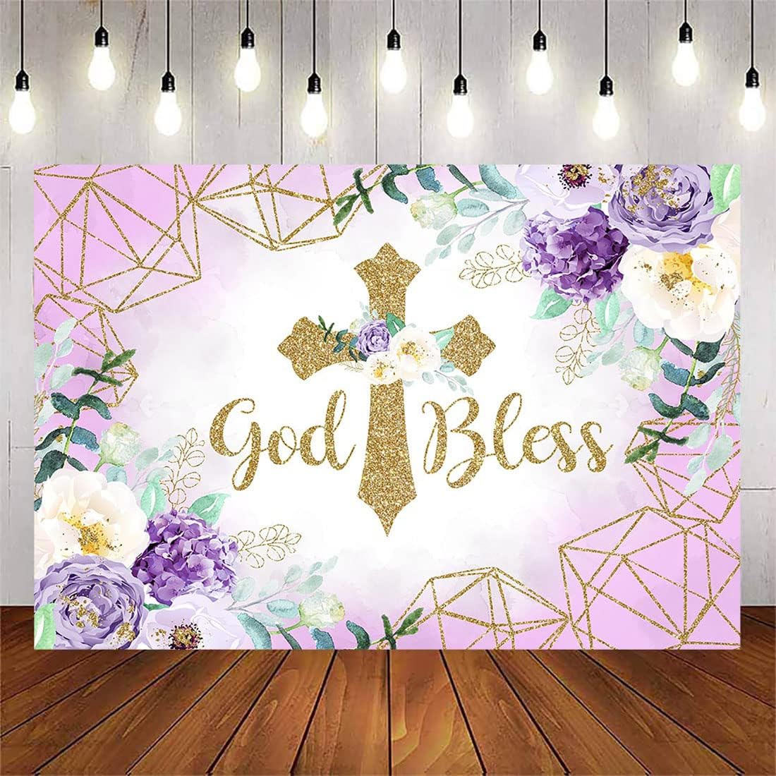 Avezano Telón de fondo para niñas de 7 x 5 pies, flores moradas, fondo de bautismo, primera comunión, bautizo, fiesta, decoración de recién nacido,