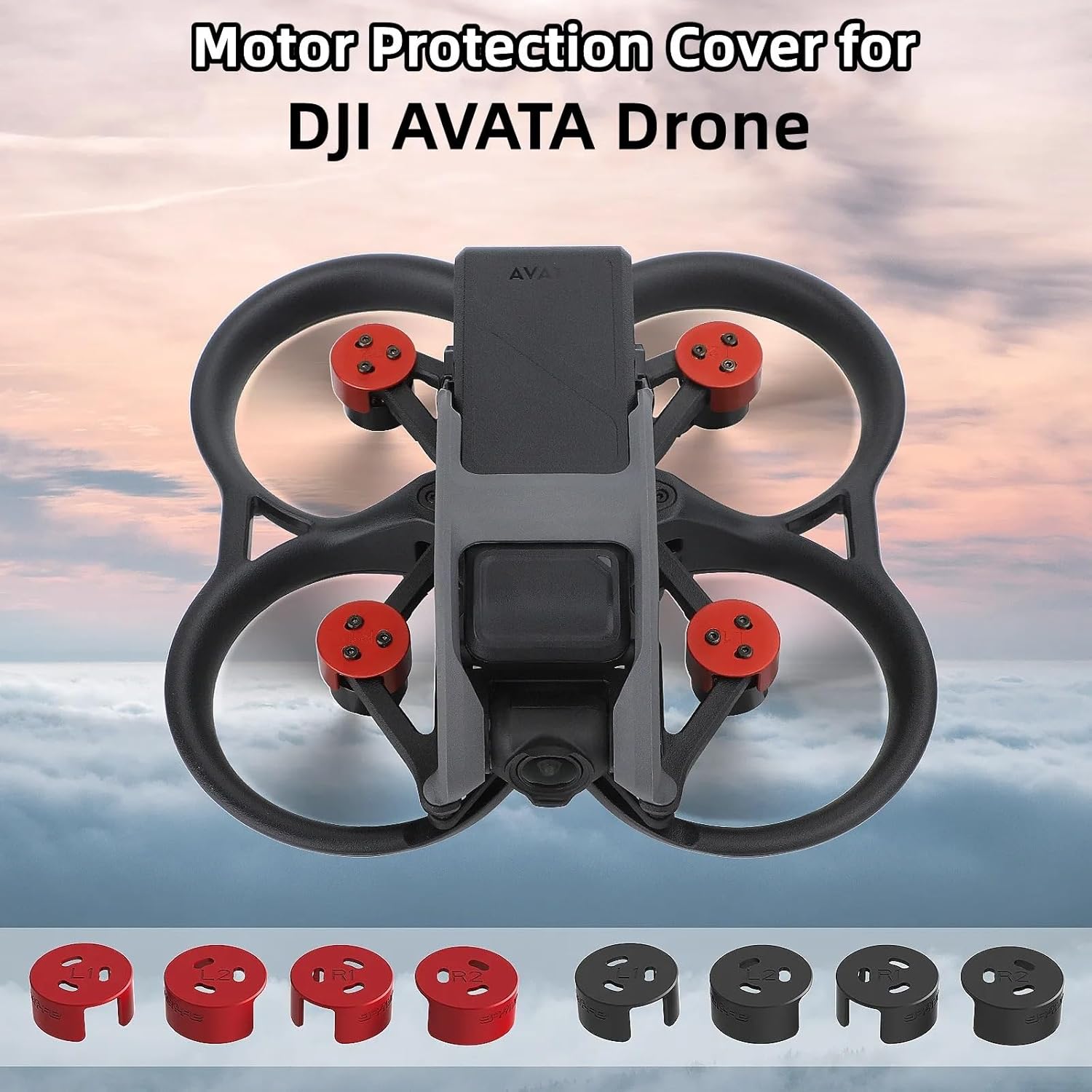 XNasu Motor Cover for D-JI AVATA Spare Parts Anti-Bump Propellers Aluminum Alloy Protection Cover Drone Accessrioes (Color  Black)