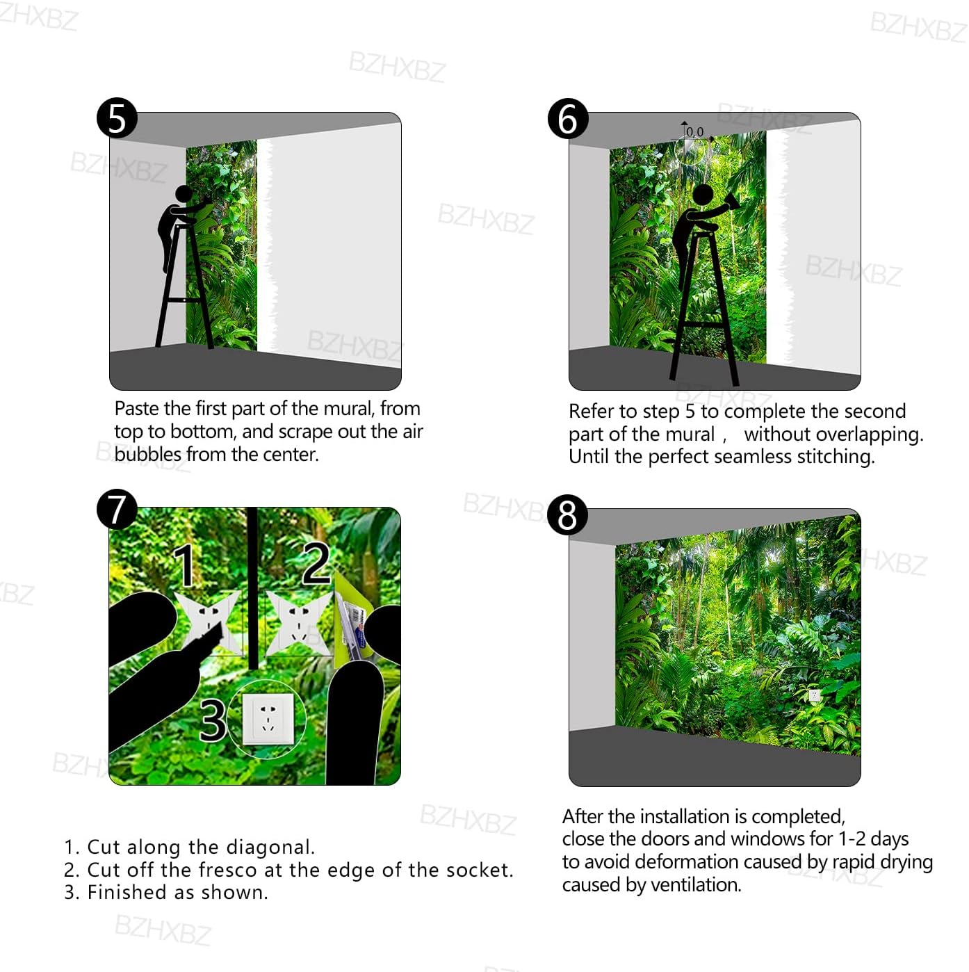 Papel tapiz botánico de selva tropical para dormitorio, murales de plantas de hojas verdes, decoración estética de habitación, sala de estar, fondo