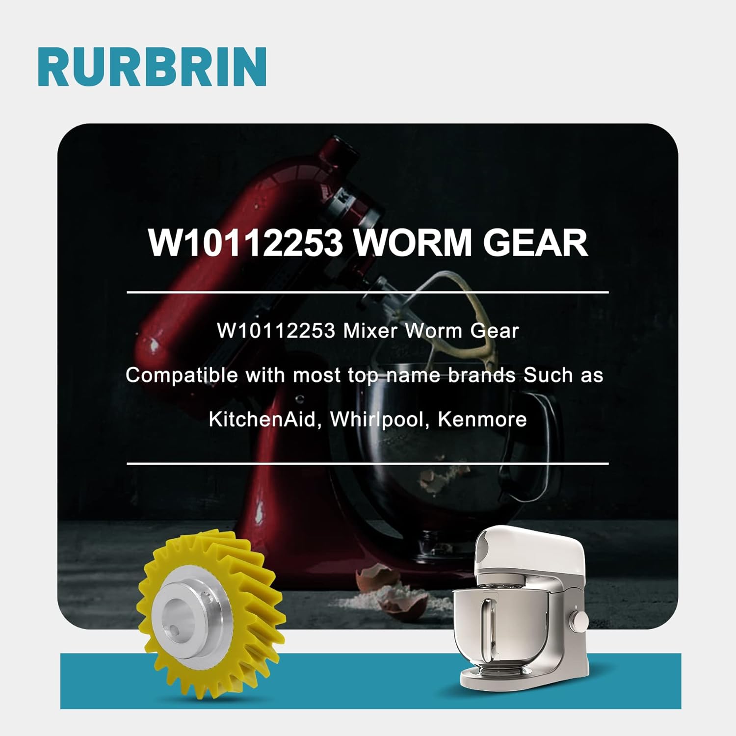 (1 unidad) W10112253 Mezclador de repuesto de engranaje helicoidal para mezcladores Whirlpool y KitchenAid 4162897 4169830 AP4295669