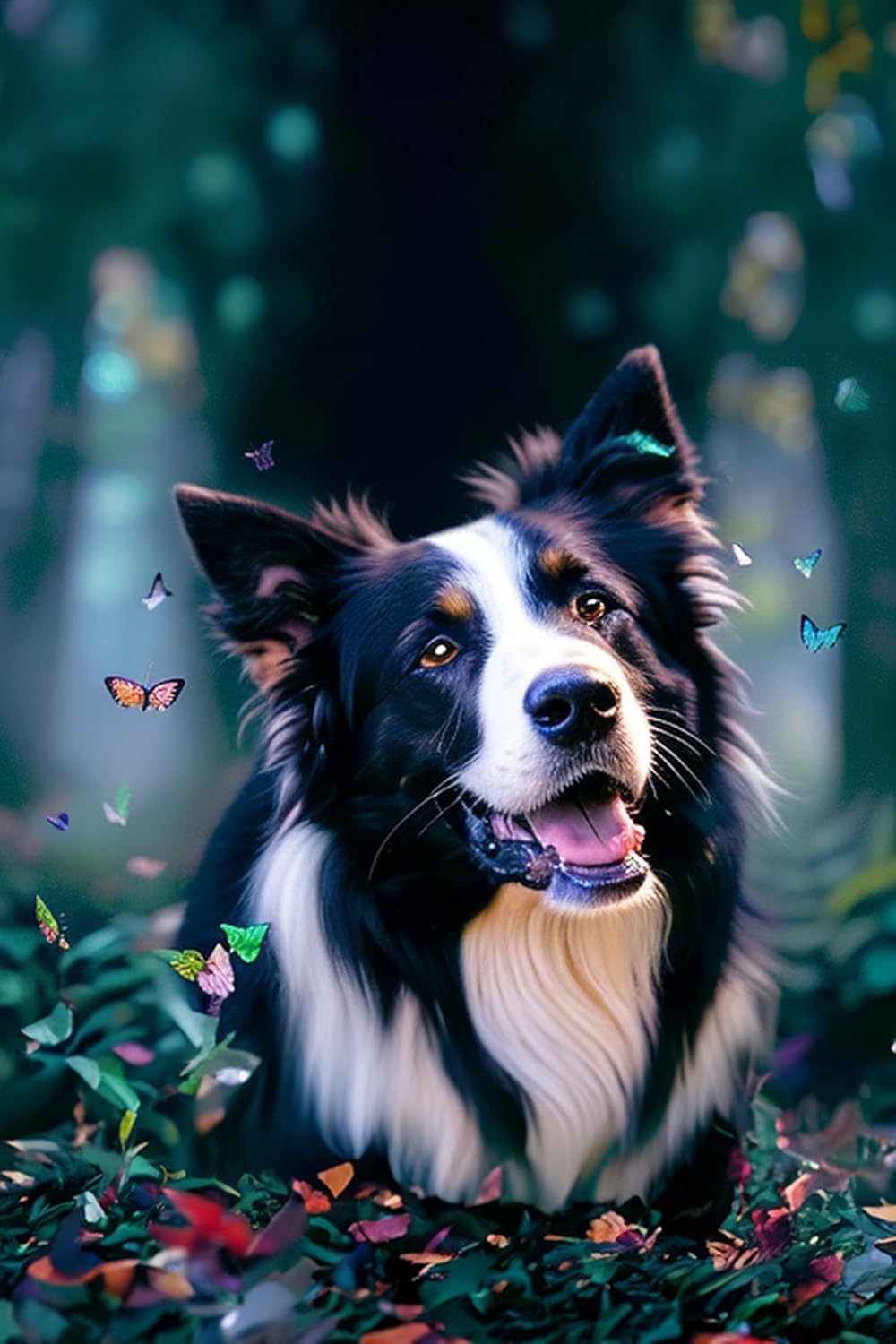 Noche Kits de pintura de diamantes de mariposa y pastor, divertido arte de perro, punto de cruz, diamante redondo 5D, para principiantes, producción