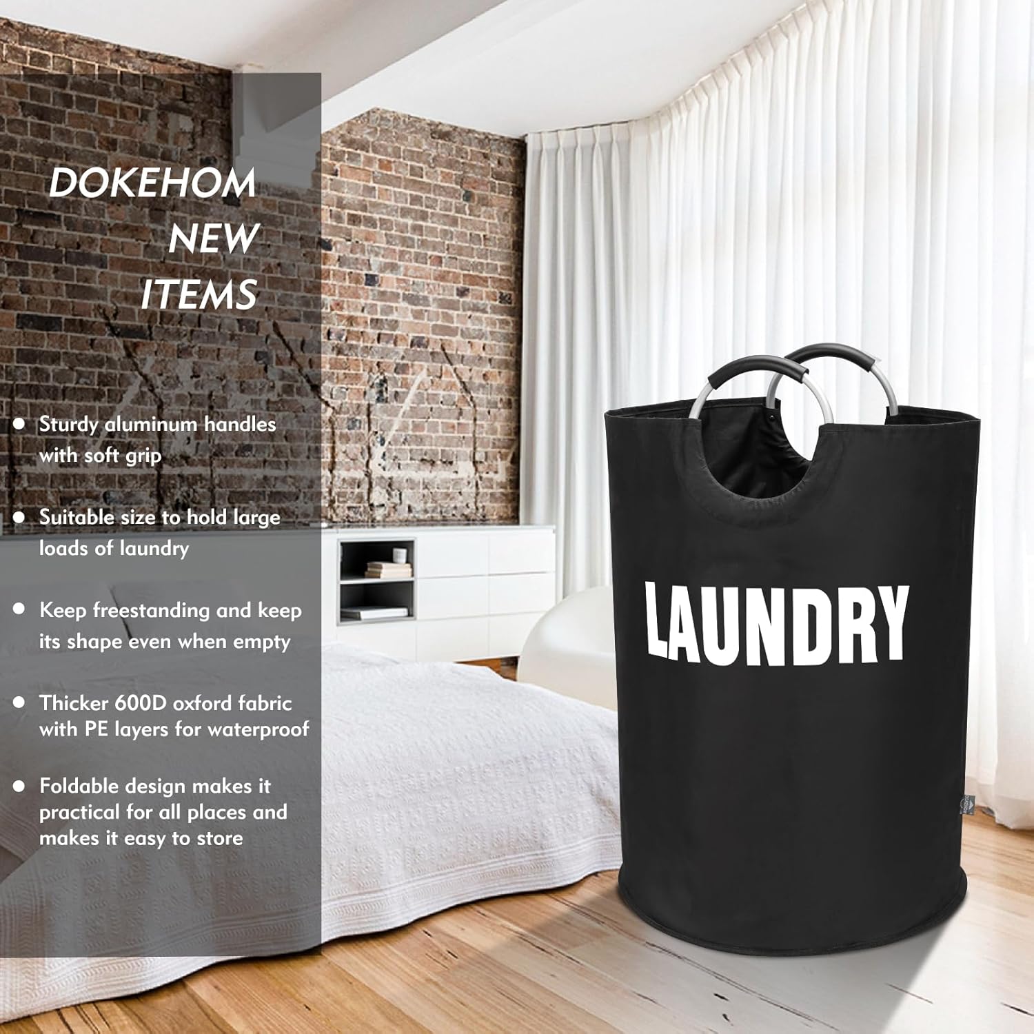 DOKEHOM – Canasta de lavandería extragrande de 160 litros (7 colores), bolsa de lavandería plegable, canasta de ropa alta y autónoma, contenedor de